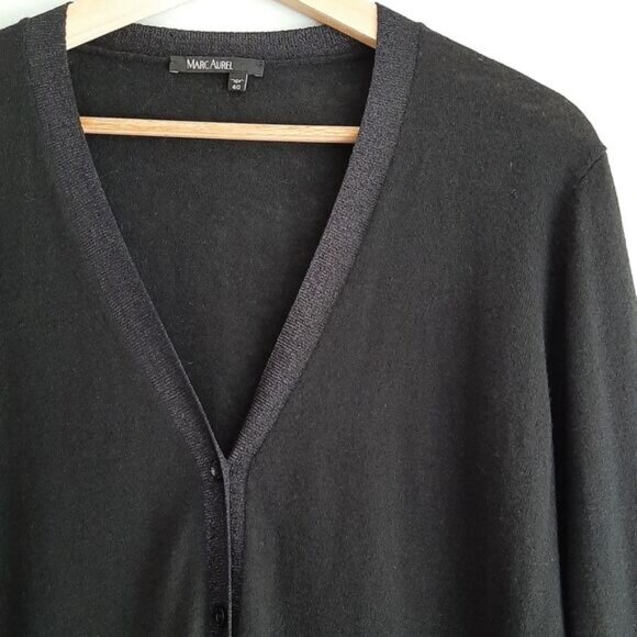 MARC AUREL \ V-Neck Button Down Fine Knit Long Cardigan Black Sz M | Eu 40 - Picture 7 of 13